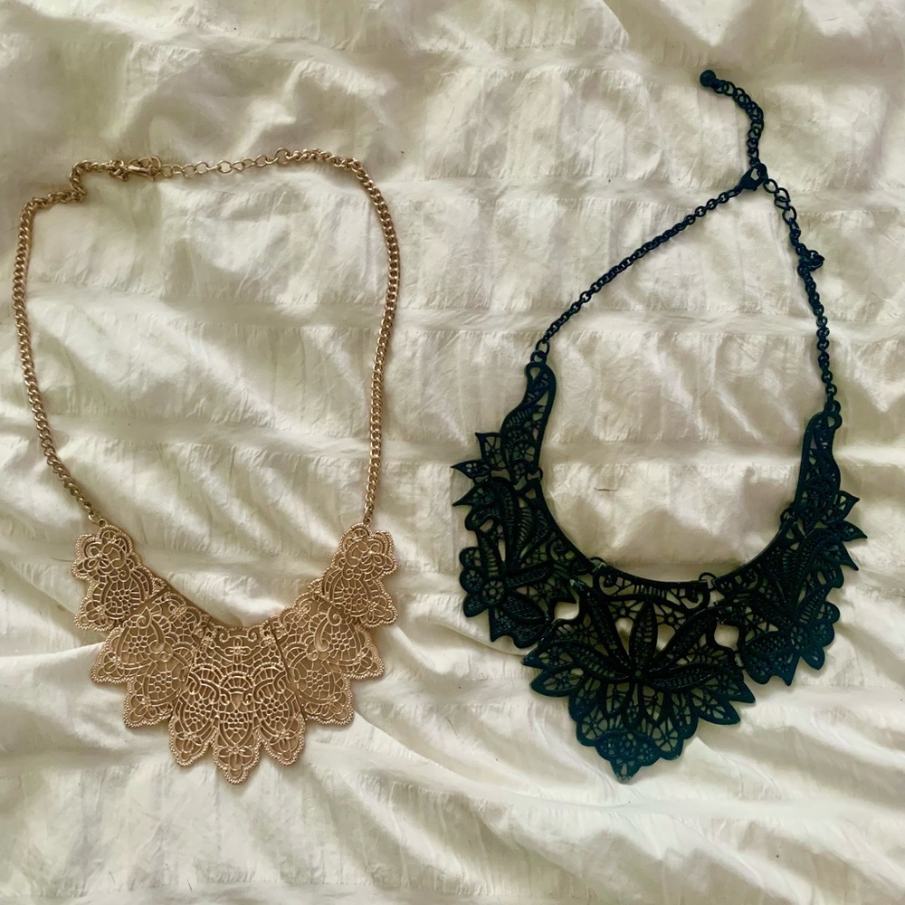 Metal Lace Detail Necklaces